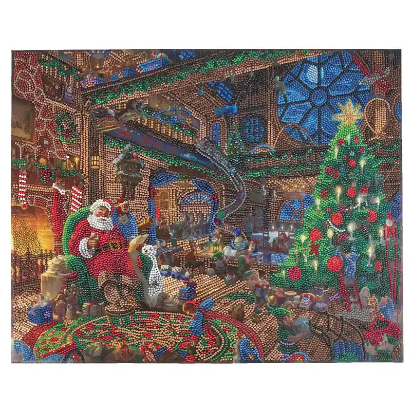 Risparmia di più - Kit ricamo diamante su telaio Crystal Art D.I.Y Il laboratorio di Babbo Natale