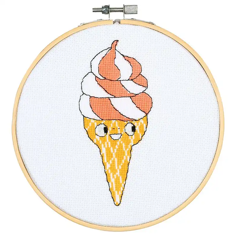 Ordina subito - Kit per ricamo a punto croce con tamburo Vervaco Gelato all‘italiana
