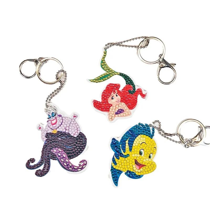 Qualità garantita - Portachiavi ricamo diamante Crystal Art D.I.Y 3 portachiavi della Sirenetta