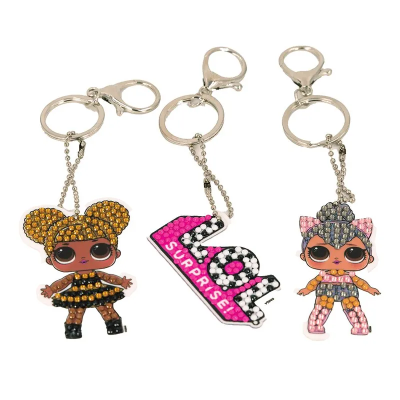 Compra oggi | Portachiavi ricamo diamante Crystal Art D.I.Y 3 portachiavi LOL Surprise