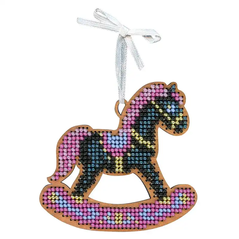 Sconto extra | Kit decorativo da ricamare con perline MP Studia Cavallo a dondolo - Nero