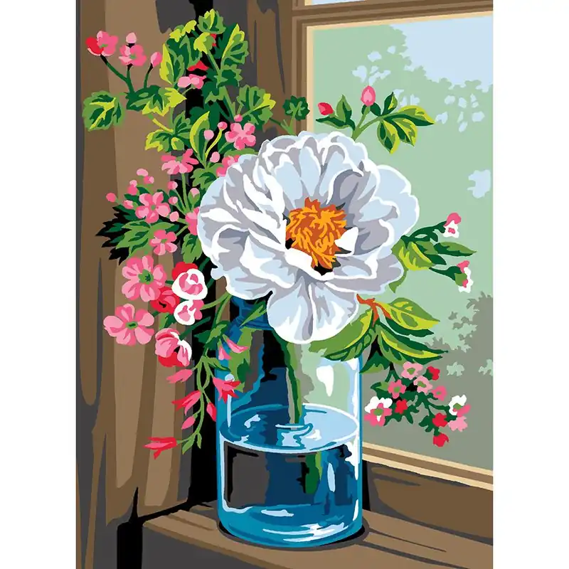 Canovaccio antico Margot de Paris Mazzo di fiori alla finestra - con matassine MOULINE DMC - Grande affare