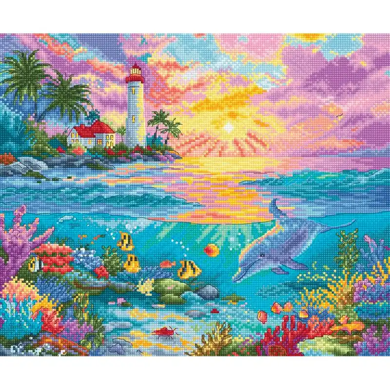 Super offerta - kit ricamo a punto croce Letistitch Il paradiso dei delfini