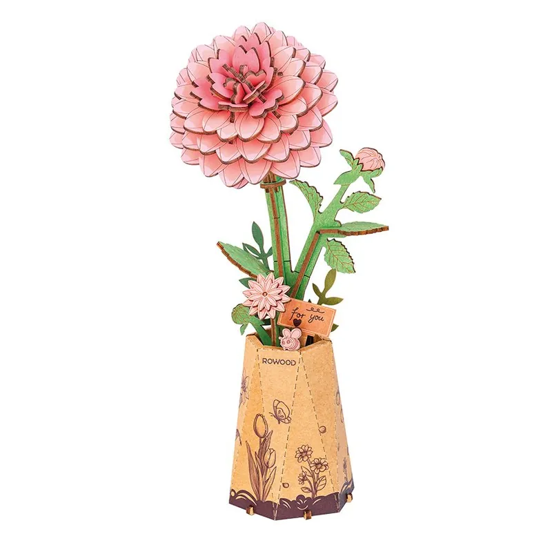 Puzzle in legno 3D ROWOOD Dalia rosa - Preferito dai clienti