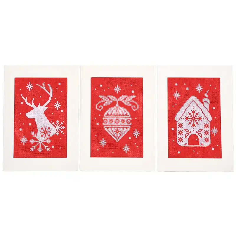 Kit bigliettini da ricamare Vervaco 3 biglietti d‘auguri - Natale - Outlet