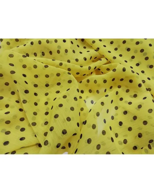 Risparmio extra - 50 CM TESSUTO VOILE CHIFFON GEORGETTE STAMPA POIS ALTO 150 CM