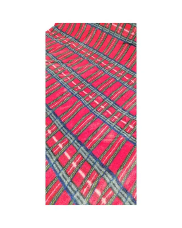 Prezzo basso - 50 Cm Tessuto Pile Scozzese Fondo Rosso Tartan Alto 150 Cm