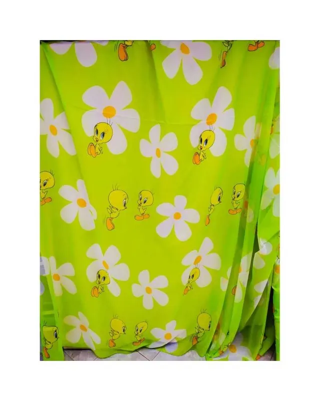 Tessuto Tenda Velo Personaggio Cartone Animato Giallo Con Fiore Bianco Alto 280 cm | Occasione
