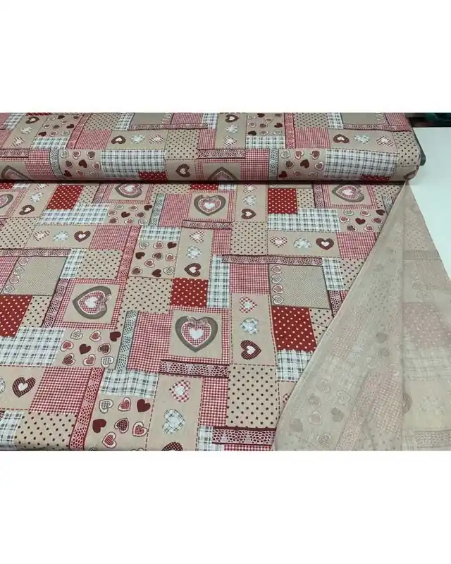 50 cm Tessuto Panama Tappezzeria Stampato Cuori Scozzese MIsti Pizzo shabby rosso alto 280 cm | Risparmia ora