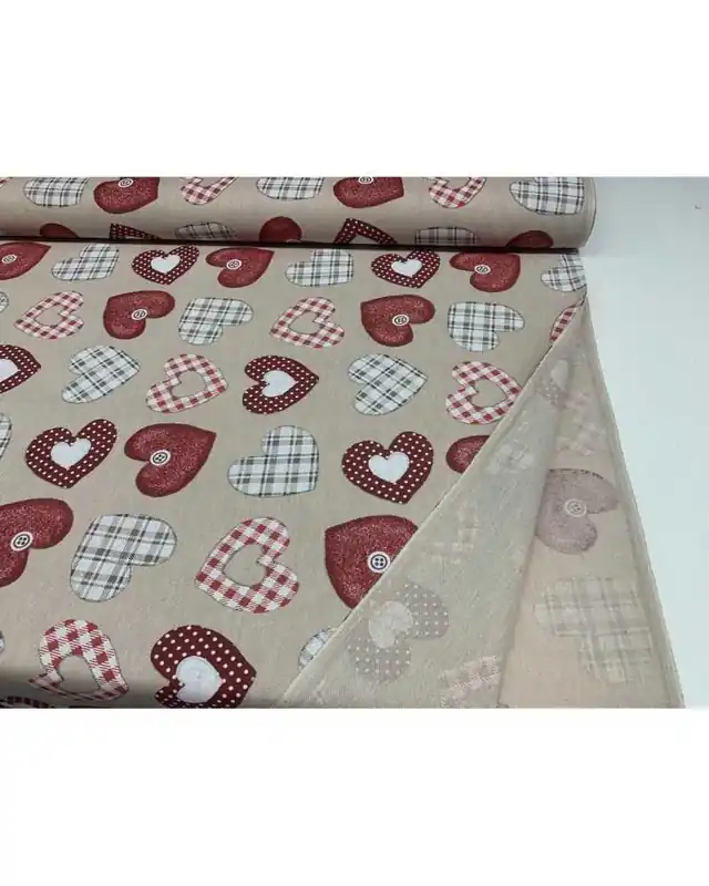 50 cm Tessuto Panama Tappezzeria Stampato Cuori Pois Scozzese shabby rosso alto 280 cm - Offerta a tempo limitato