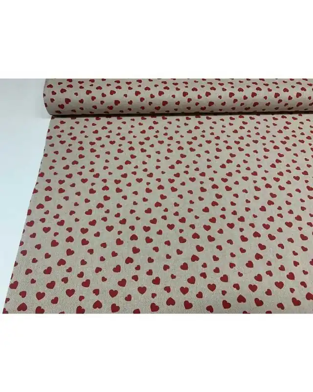 50 cm Tessuto Panama Tappezzeria Stampato cuori piccoli shabby rosso alto 280 cm | Ordina oggi