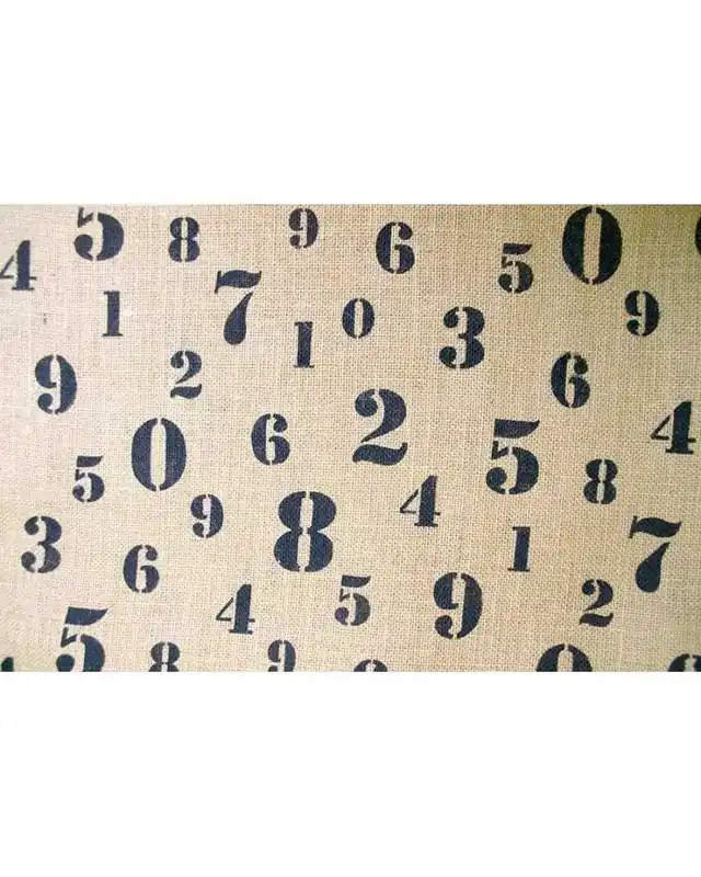 50 cm Tessuto Tela juta canapa fondo grezzo naturale stampato numeri neri alta 140 cm - Offerta lampo