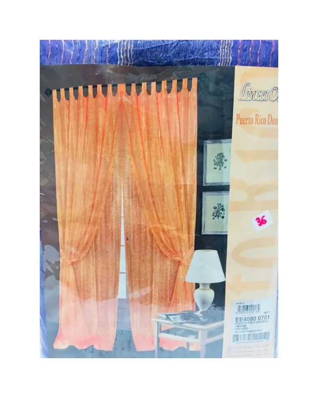 Coppie tende confezionate con asole velo organza doppia tenda puerto rico double larghezza 140x290 altezza centimetri linea oro - Bestseller