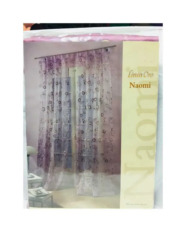 Coppie tende a pannello confezionate con asole velo organza ricamata naomi larghezza 140x290 altezza centimetri linea oro | Ultime unità