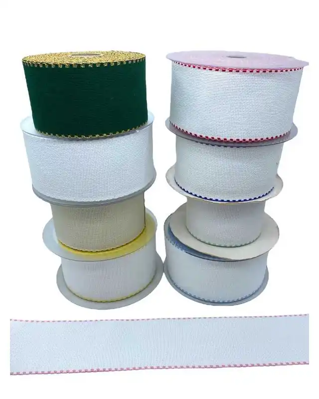 Nastro Bordo Tela Aida Bianco Bordo Punto Croce 55 Fori Alto 8,5 Cm | Outlet