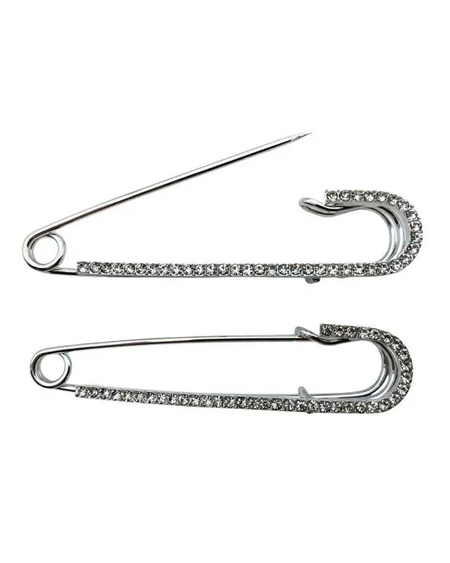 Spilla Gioiello con Strass Argento Lunghezza 70 mm Ferro e Vetro | Ordinabile online