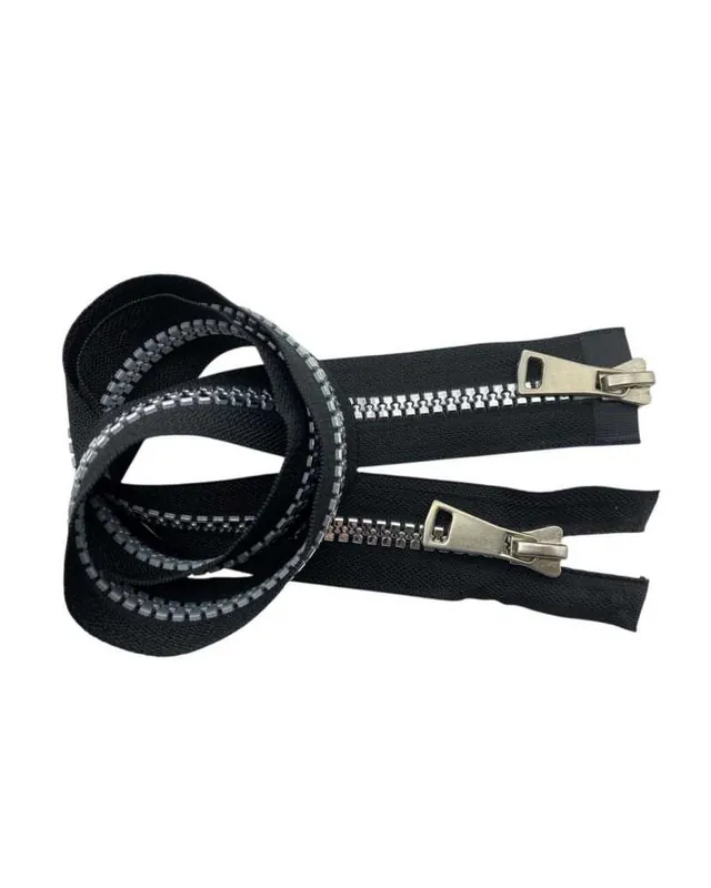 Cerniera Lampo Zip Grossa N°8 Catena Plastica Pressofusa Doppio Cursore Metallo Lucido Divisibile 80 cm - Prezzo produttore