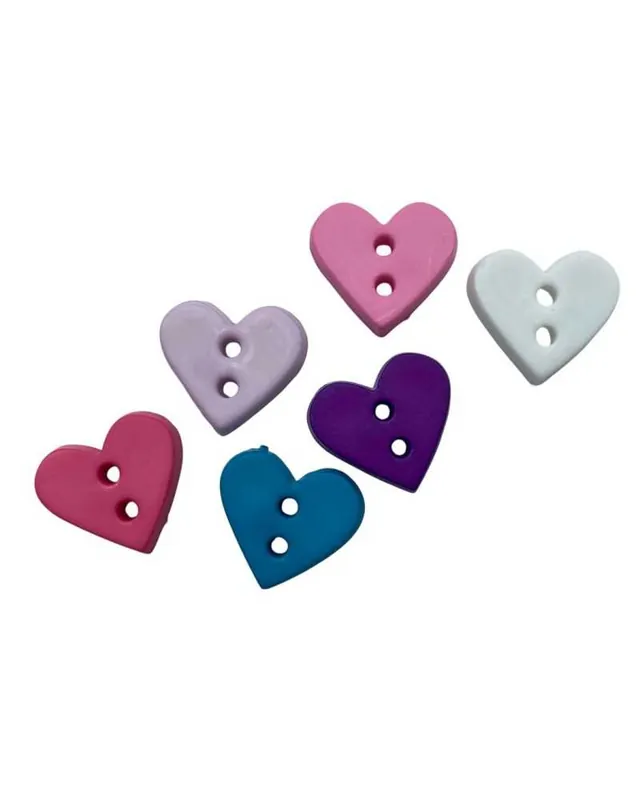 Di tendenza - Bottoncino cuore plastica Ø 12 mm 2 fori colori assortiti