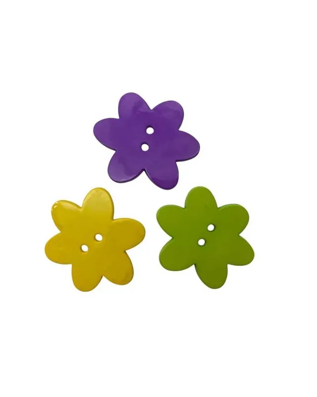 Grande successo | Bottoncino decorativo in plastica Fiore piatto 2 fori 32×38 mm