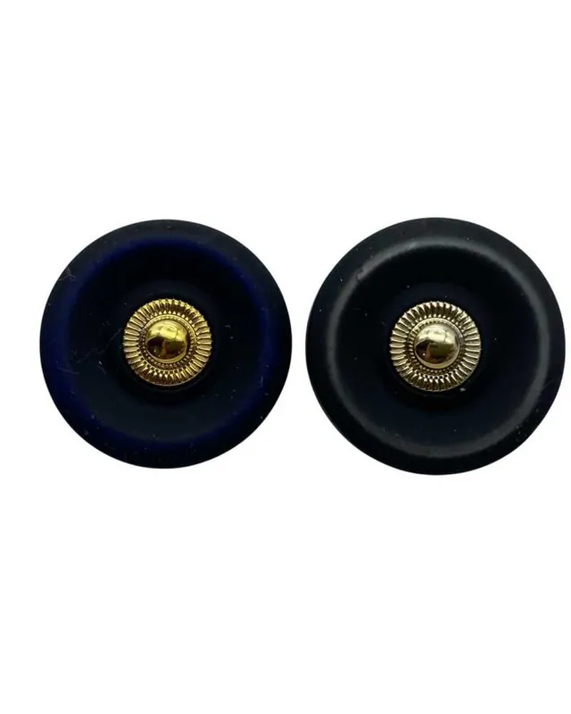 Bottone decorativo tondo – Resina e ABS – Iridescente blu/nero – Asola in metallo oro – Ø 21 mm – Lineato 32 - Molto apprezzato