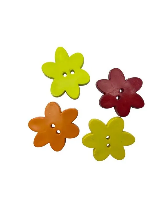 Bottoncino decorativo in plastica Fiore piatto 2 fori 4×3 cm spessore 4 mm - Sconto speciale