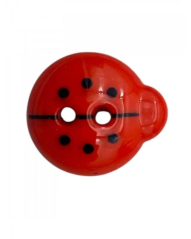 Bottoncino decorativo in plastica Coccinella con 2 fori dimensioni 8×9 mm - Fine serie