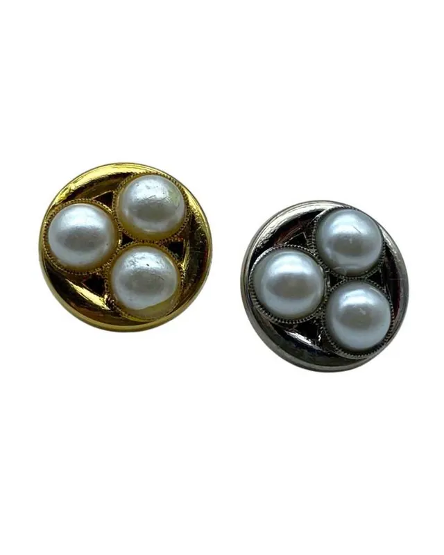 Acquista online | Bottone Tondo Argento con Tre Perle Linea 20 Ø 13 mm