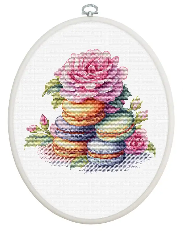 Kit punto croce con telaio incluso Luca-S - Macarons francesi, BC226 - Scorte in esaurimento