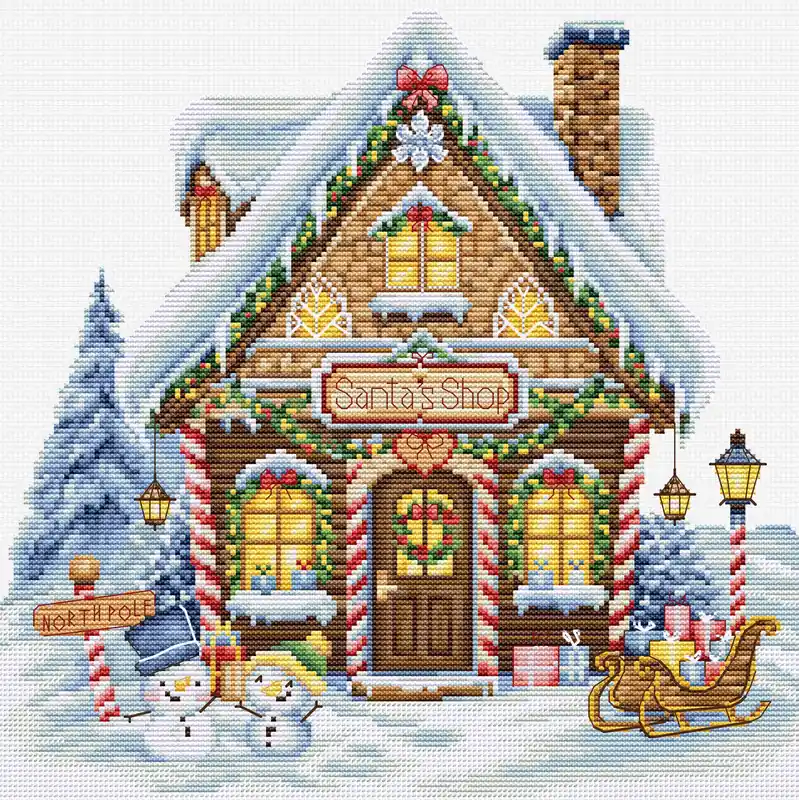 Kit punto croce Luca-S - Negozio di Babbo Natale, B1435 - Promo lampo