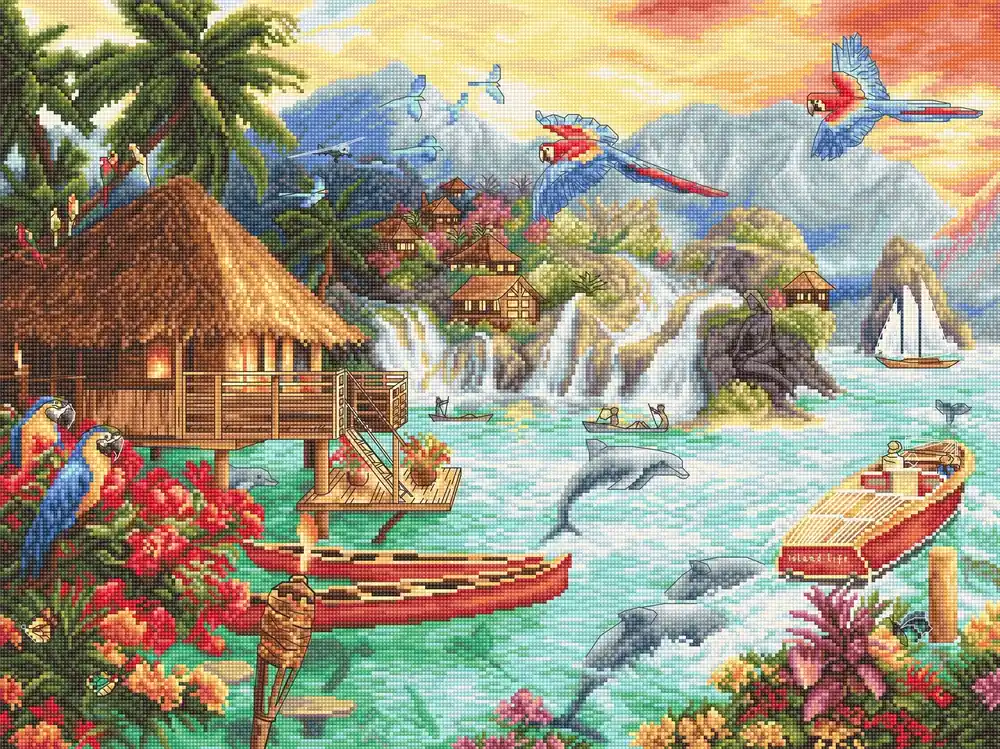 Leti925 Kit punto croce Letistitch – Vita sull‘isola | Molto apprezzato