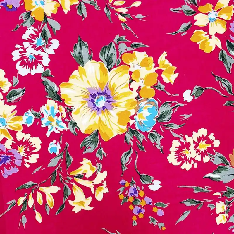 Lecien Natural Elegance, Tessuto Voile con Fucsia con Fiori Gialli | Prezzo imbattibile