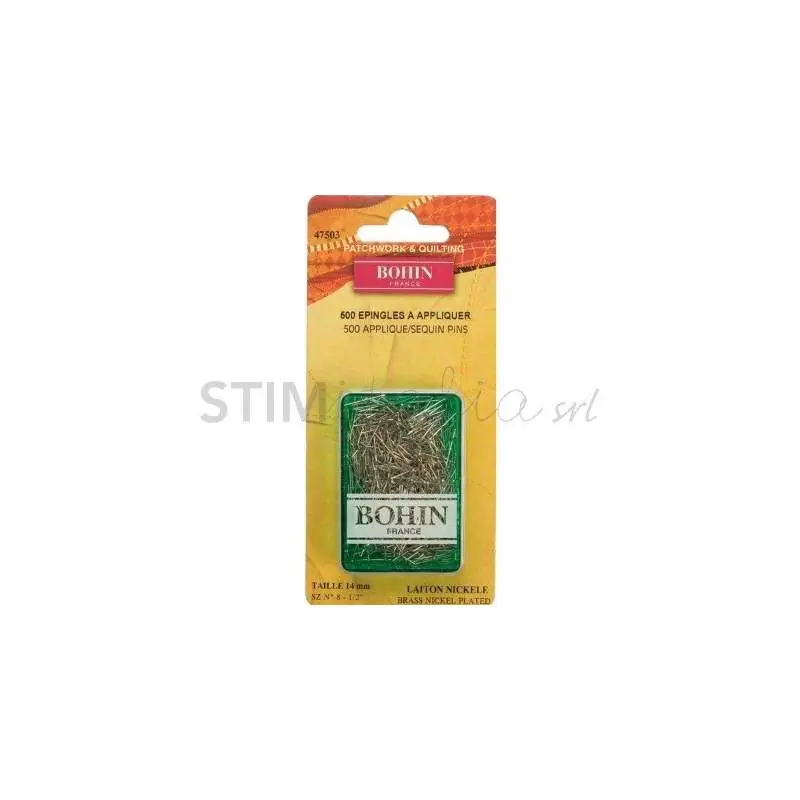 Pochi pezzi rimasti - Bohin, Spilli senza Testa per Applique, in nikel da 14 x 0,60 mm - 500pz