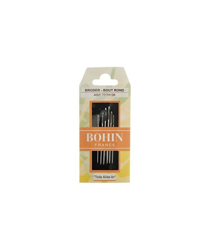 Nuovo prodotto | Bohin, Aghi Embroidery da Ricamo con Punta Arrotondata A42F per Ricamare su Lino, Tela, Tela Aida n22/24/26 - 6pz