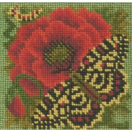 Elizabeth Bradley, Mini Kits, POPPY AND BUTTERFLY - 6x6 pollici | Novità nello shop