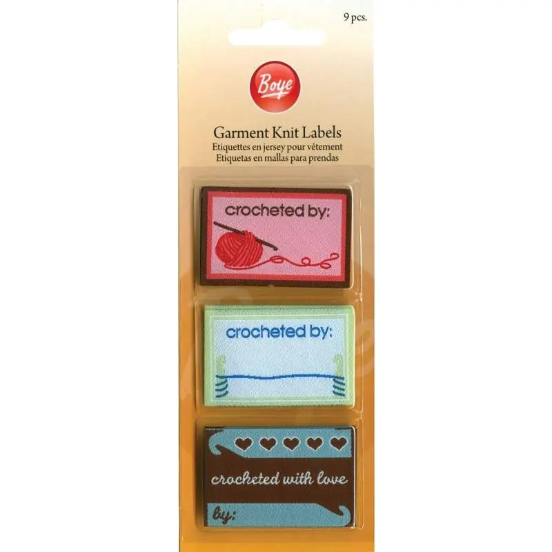 Ordina subito - Boye, Etichetta Crocheted Hand Made - 9 Pezzi
