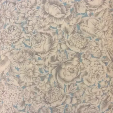 Ultime unità - Tessuto Fondo Azzurro e Grandi Fiori - Yuwa 826187C