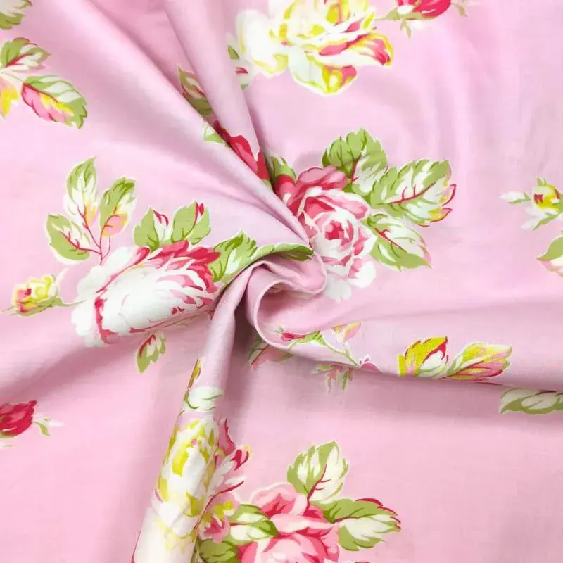 Tessuto rosa con grandi rose da 8-10 cm - Westminster Fibers, Sunshine Roses | Acquista dal produttore