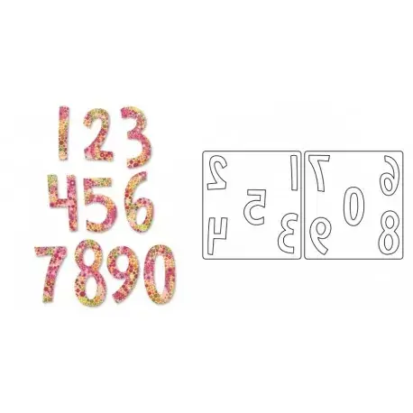 Bigz Alpha Set 2 Dies Fresh Blossoms Numbers by SA - Sconti