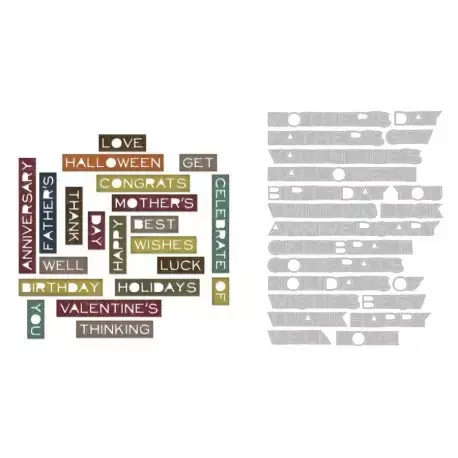 Sizzix, Thinlits Dies Sentiment Words Thin by Tim H(UKVer) - Qualità professionale