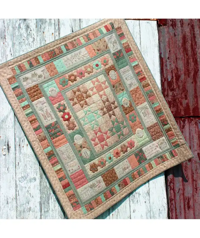 Scorte limitate - In My Garden - Cartamodello Quilt Patchwork e Stitchery 40x46 pollici, The BirdHouse by Natalie Bird