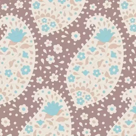 Compra subito - Tilda 110 PlumGarden, Teardrop Nutmeg, disegno cashmere floreale, fondo cappuccino