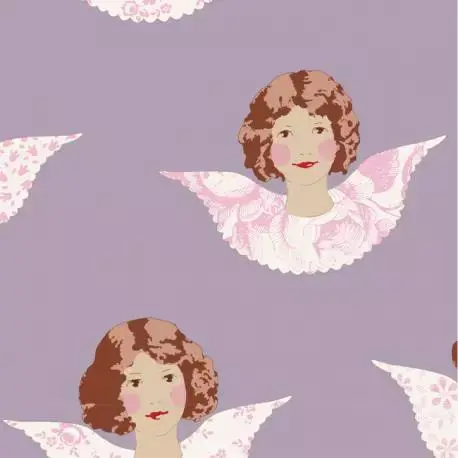 Tilda 110 Old Rose Angel Scraps, Tessuto Angeli su Lilla Malva | Appena aggiunto