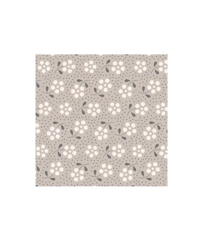 Spedizione rapida | Tilda 110 Meadow Basics Grey, Tessuto con Fiori su fondo Grigio