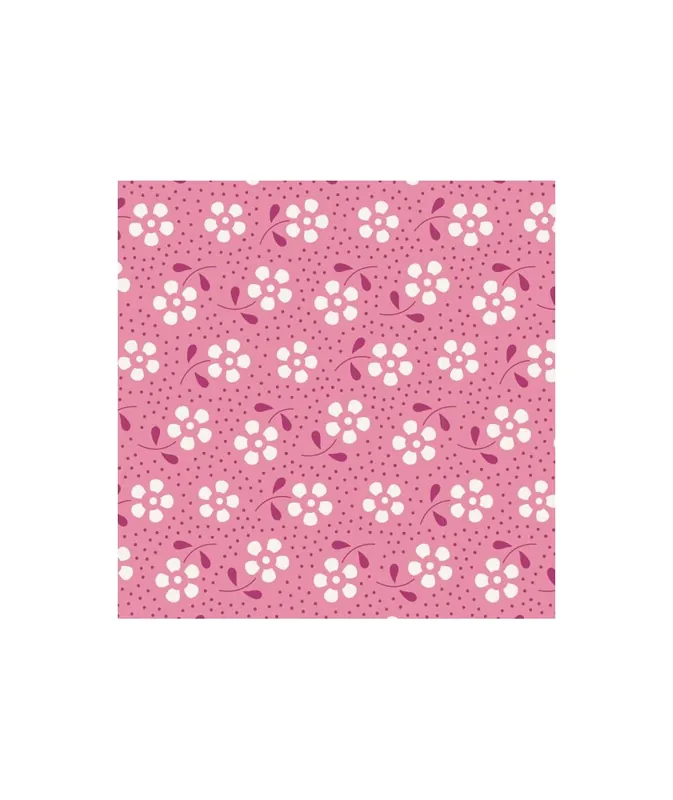 Bestseller - Tilda 110 Meadow Basics Rose, Tessuto con Fiori su fondo Rosa