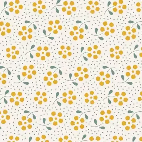 Tilda 110 Meadow Basics Yellow, Tessuto con Fiori Gialli su fondo chiaro - Offerta a tempo limitato