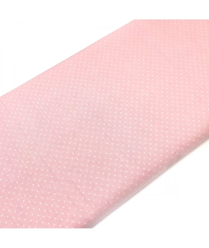 Ultima occasione | Tessuto Stampato Fondo Rosa con piccoli Pois Bianchi, h150