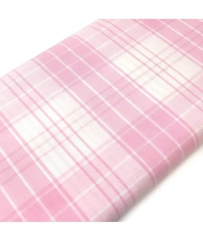 Tessuto Sostenuto Tinto in Filo Fondo Bianco con Righe e Quadri Rosa, h140 | Bestseller