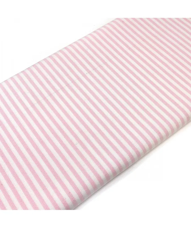 Tessuto Sostenuto Tinto in Filo Fondo Bianco con Righine Rosa, h140 | Fino a esaurimento scorte