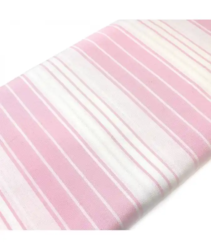 Qualità professionale - Tessuto Sostenuto Tinto in Filo Fondo Bianco con Righe Rosa, h140