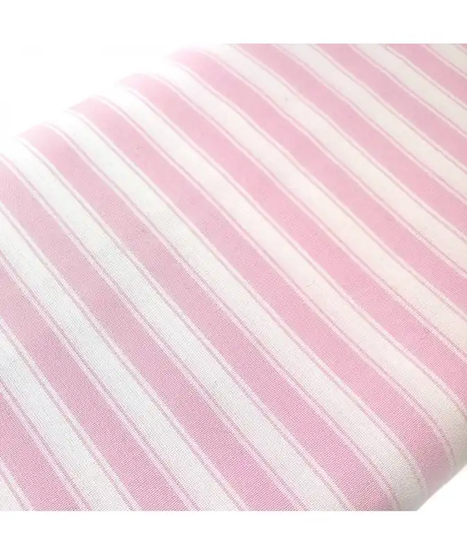 Tessuto Sostenuto Tinto in Filo Fondo Bianco con Righe Rosa, h140 - Appena aggiunto